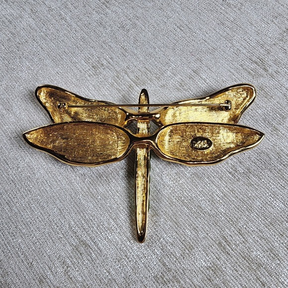 Joan Rivers Big Statement Dragonfly Multicolor Abalone Rhinestone Brooch Pin - Picture 4 of 7